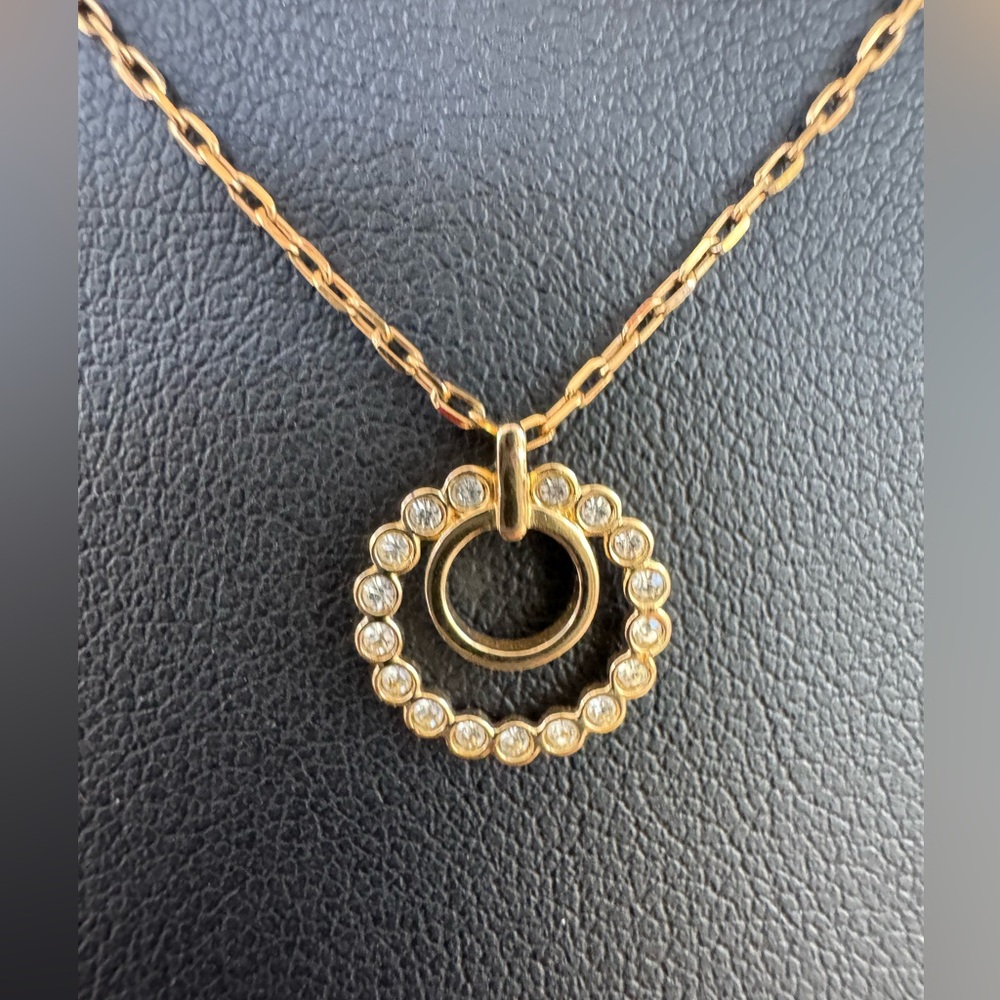 Swarovski Gold & Crystal Petite Circle Pendant Necklace
